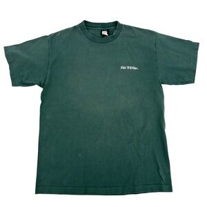 Vintage No Fear T Shirt Mens Large Green  90s Graphic Sudden Stop Quote Skater